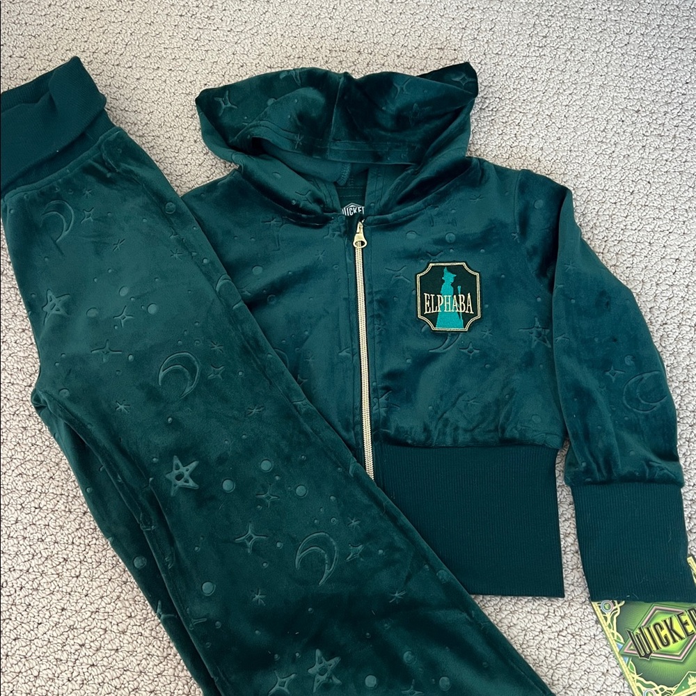 Wicked Elphaba Green Velour Hoodie and Pants Set